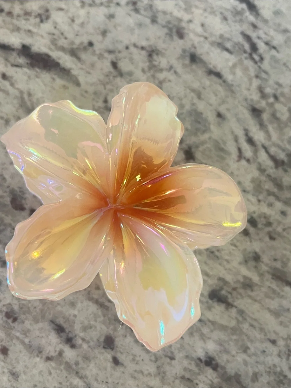 Iridescent hibiscus hair clip
